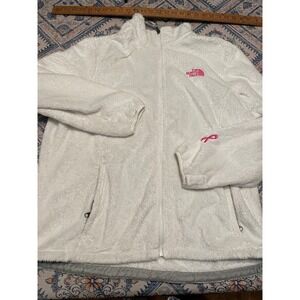 The North Face Osito Fleece Jacket Womens XXL White Pink Breast Cancer Ribbon